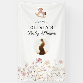 Wildblume Chic Floral Boho Weißes Foto Willkommen Banner