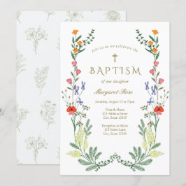 Wildblume Christening Einladung