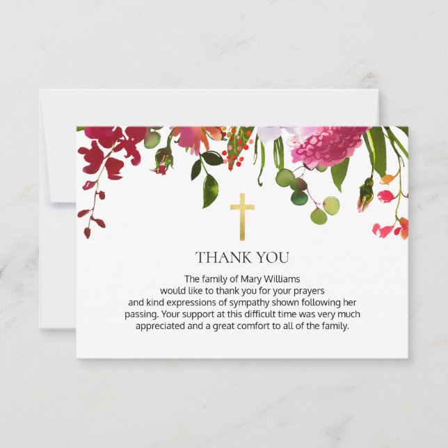 Wildblume Christlich Memorial Beerdigung Danke (Vorderseite)