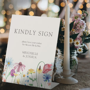 Wildblume Country Floral Wedding Guestbook Sockelschild