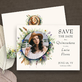 Wildblume Cowgirl Rustic Floral Quinceanera Foto Save The Date