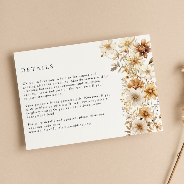 Wildblume Cream Boho Floral Wedding Begleitkarte (Von Creator hochgeladen)