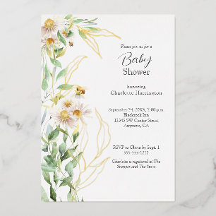 Wildblume Daisy Border Babydusche Folieneinladung