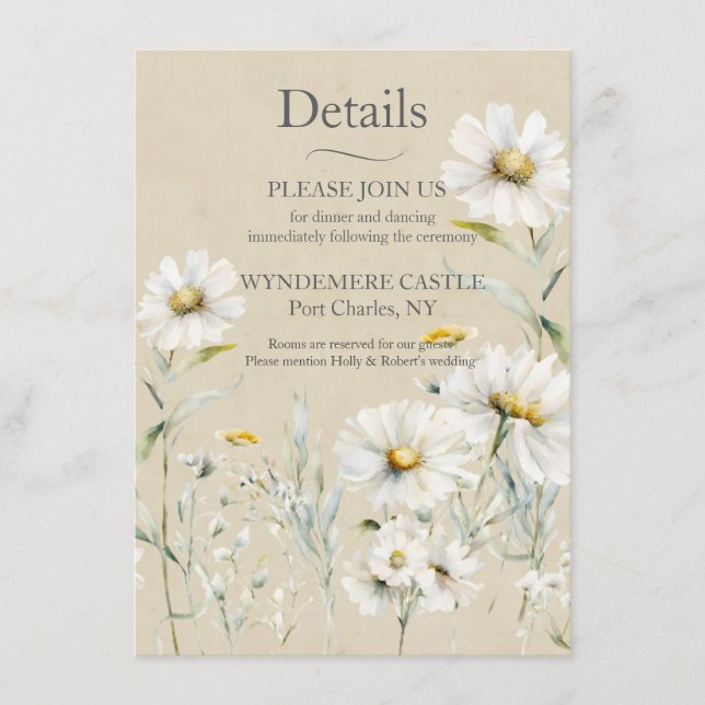 Wildblume Daisy Wedding QR Code Begleitkarte (Vorderseite)
