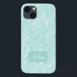 Wildblume Damask gemusterter aquamariner Name IPAD Case-Mate iPhone Hülle<br><div class="desc">Moderne Wildblume Damast gemusterte ipad Abdeckung in hellen aqua aquamarine Farbtöne. Passen Sie diese hübsche Musterabdeckung mit Ihrem Namen und Ihrer Initial- oder Monogrammfamilie an. Derzeit liest Melissa J. Ideal personalisiert für Mädchen und Frauen. Einzigartiges,  in Wildblume gestyltes Damast-Design von Sarah Trett.</div>