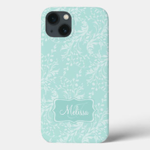 Wildblume Damask gemusterter aquamariner Name IPAD Case-Mate iPhone Hülle