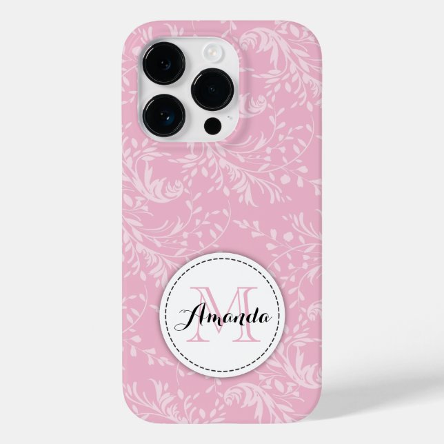 Wildblume-Damaske Blumenrosa Case-Mate iPhone 14 Pro Hülle (Rückseite)