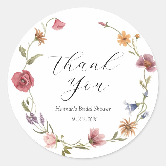 Wildblume danke Ihnen für den Round-Sticker Runder Aufkleber (Vorderseite)