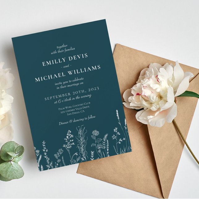 Wildblume Deep Wedding Einladung (Von Creator hochgeladen)