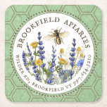 Wildblume der Bienenzüchter und Apiary der Königin Rechteckiger Pappuntersetzer<br><div class="desc">Eine klassische, naturgetreu inspirierte Imbiss-Visitenkarte mit "Bio" Flair auf hochwertigem Kraftpapier. Handgemalte lokale Blume und eine Vintage Darstellung der Honigbienen-Königin in einem weißen Kreis, umgeben von gepunkteten Quadraten und Waben. Wenn Sie einen natürlich aussehenden Krafthintergrund mit einem ’texturierten’ Aussehen bevorzugen, gehen Sie zum LAYERS-Panel und "entdecken" Sie ihn, indem Sie...</div>