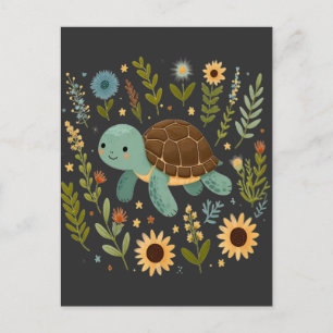 Wildblume der niedlichen Landschildkröten Postkarte