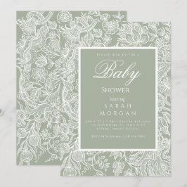 Wildblume der schlichten Seite Grüne Linie Einladung