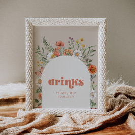 Wildblume Drinks Unterschreiben Poster