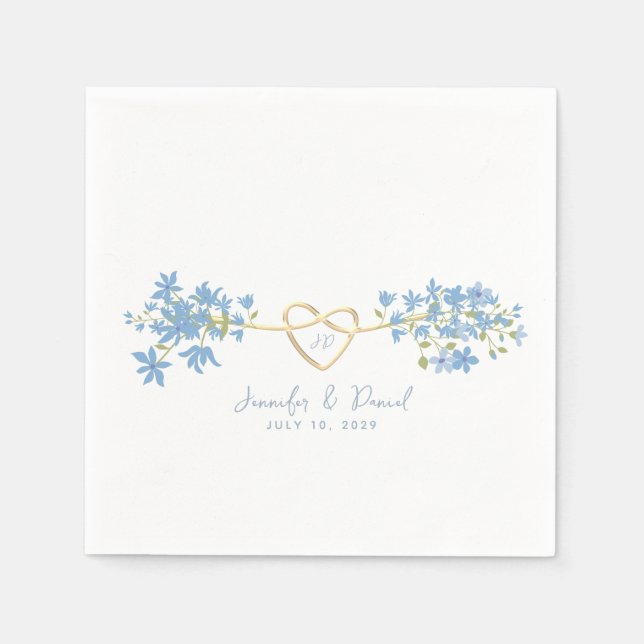 Wildblume Dusty Blue Wedding Napkins Serviette (Vorderseite)