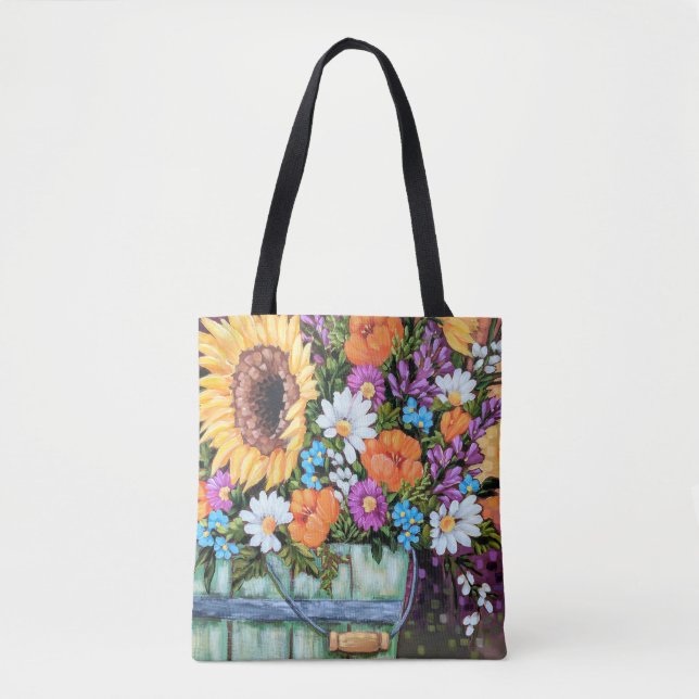 "Wildblume-Eimer-Blumenstrauß-" Taschen-Tasche Tasche (Vorderseite)