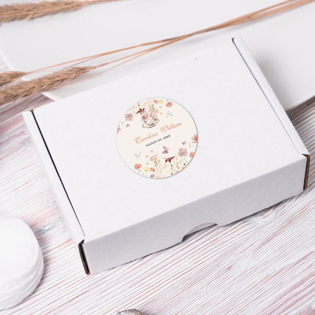 Wildblume ein Baby braut Tee Party Babydusche Runder Aufkleber (Von Creator hochgeladen)