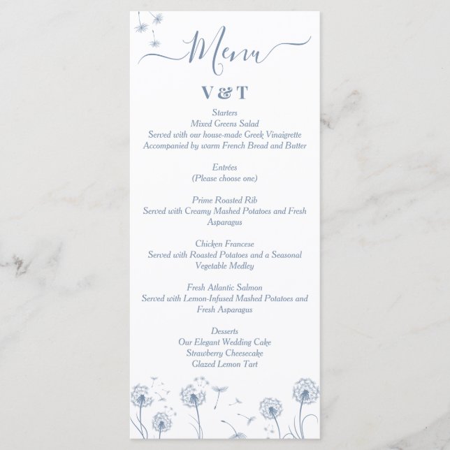Wildblume Einfache Minimalistische Hochzeit Menükarte (Vorderseite)