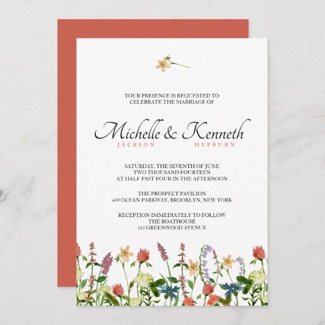 Wildblume Einladung (Vorne/Hinten)