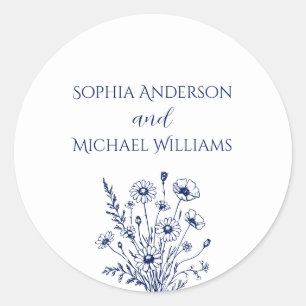Wildblume Elegance - Hochzeitsticker Runder Aufkleber