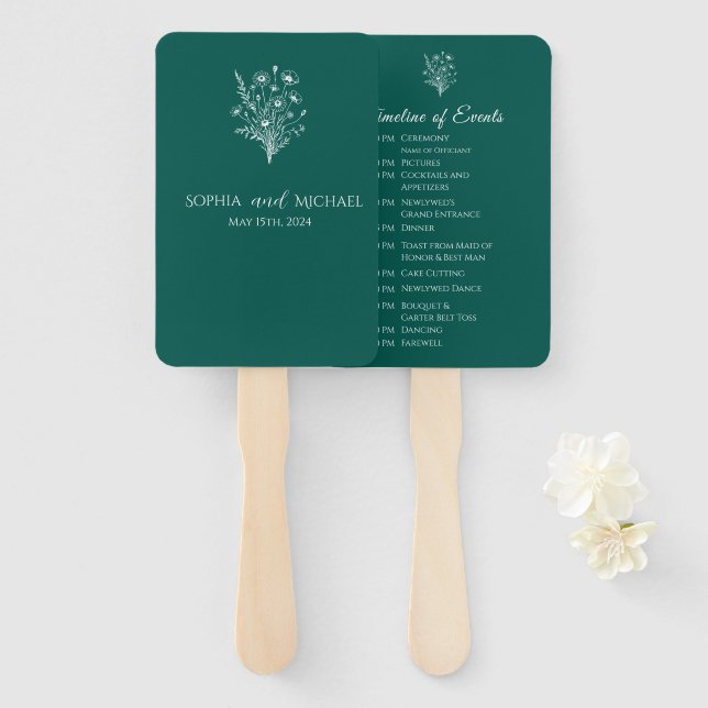 Wildblume Elegance-Wedding-Programm Fächer (Vorne und Hinten)