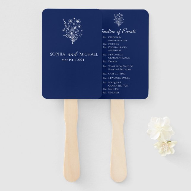 Wildblume Elegance-Wedding-Programm Fächer (Vorne und Hinten)