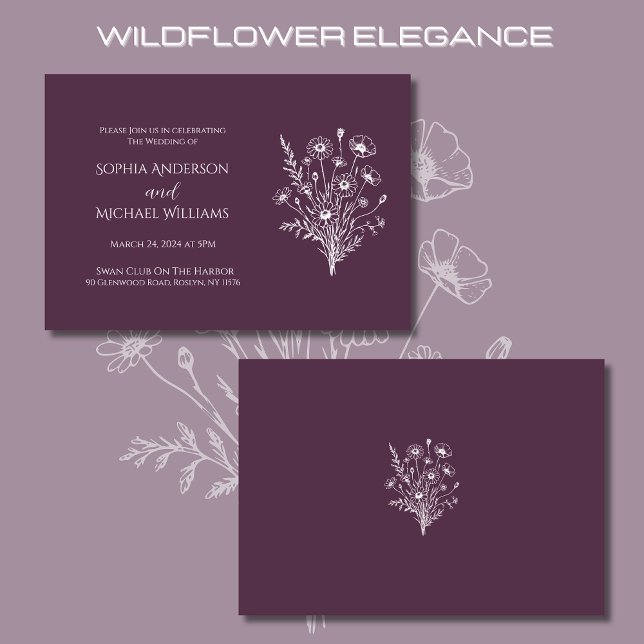 Wildblume Elegance Wedding Red Orange Einladung (Wildflower Elegance Wedding Invitations Purple)
