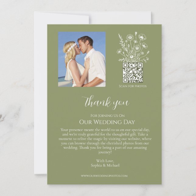 Wildblume Elegance-Wedding Vielen Dank Einladung (Vorderseite)