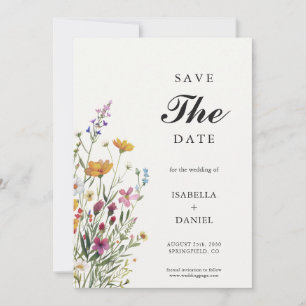 Wildblume Elegant Boho Save the Date Einladung