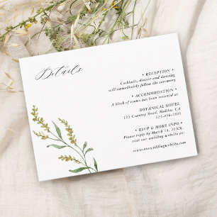 Wildblume Elegante Eintrittskarte für Hochzeitdeta Begleitkarte