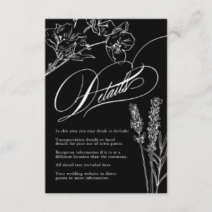Wildblume Elegante Gotische Hochzeitdetails Begleitkarte
