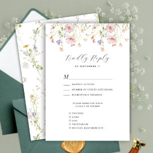 Wildblume Elegante Moderne Whimsikische Hochzeit RSVP Karte