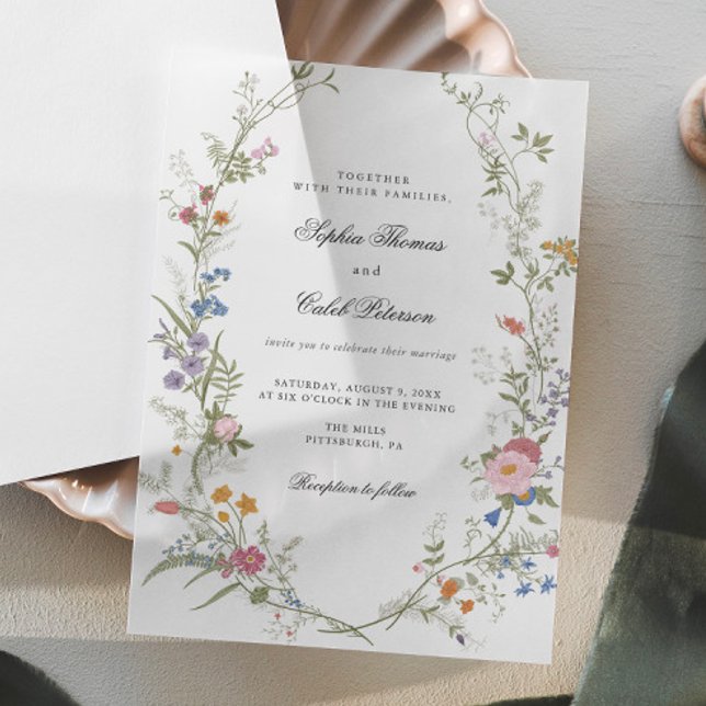 Wildblume Elegante Vintage Hochzeit Einladung (Von Creator hochgeladen)