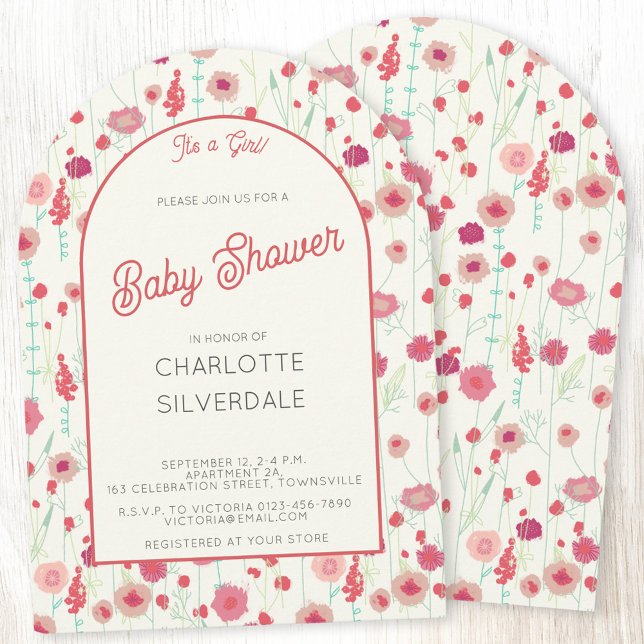 Wildblume Es ist eine Girl Baby Dusche Einladung (Wildflower girl baby shower invitation wish custom text)