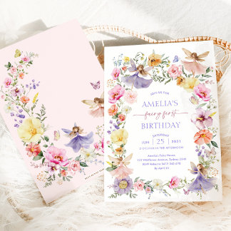 Wildblume Fairy 1. Geburtstag Einladung