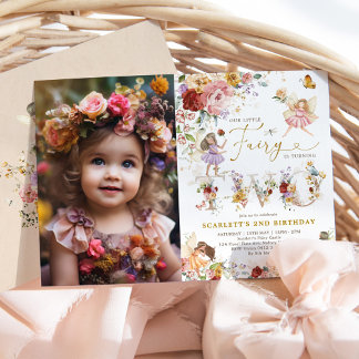 Wildblume Fairy 2. Geburtstag Foto Einladung