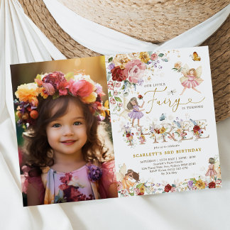 Wildblume Fairy 3. Geburtstag Foto Einladung