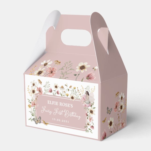 Wildblume Fairy Dusty Pink Garden Tee Party Geschenkschachtel (Vorderseite)