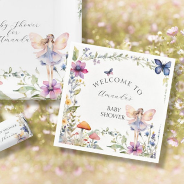 Wildblume Fairy Garden Butterfly Babydusche Serviette (Von Creator hochgeladen)