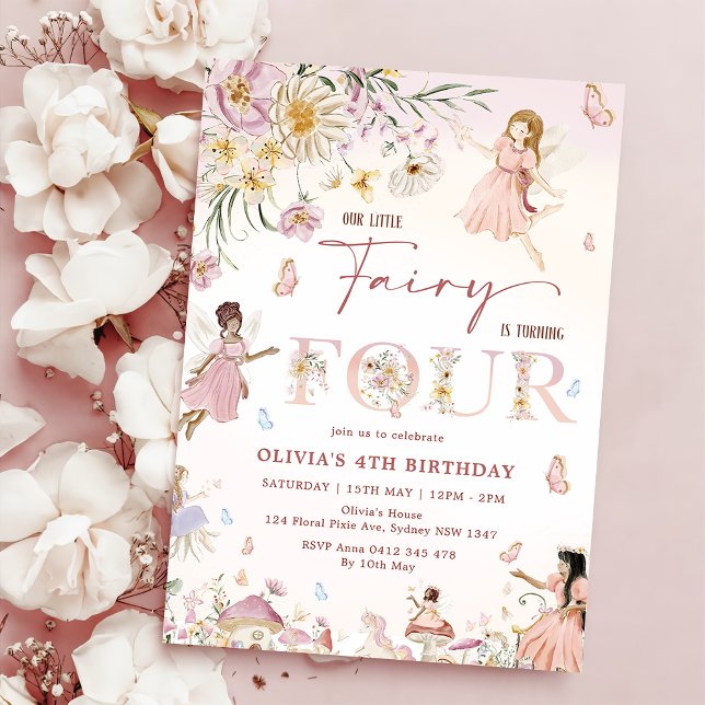 Wildblume Fairy Princess 4. Geburtstag | Einladung (Von Creator hochgeladen)