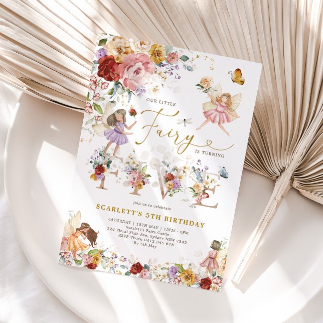 Wildblume Fairy Princess 5. Geburtstag Einladung (Von Creator hochgeladen)