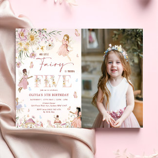 Wildblume Fairy Princess 5. Geburtstag | Einladung