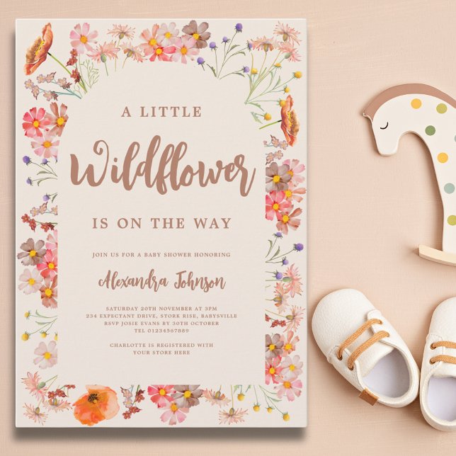 Wildblume Fall Baby Dusche Einladung (A little wildflower is on the way gender neutral fall baby shower invitation)