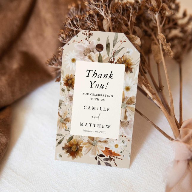 Wildblume Fall Blumenhochzeit Geschenkanhänger (Fall Floral Wedding Thank you card)