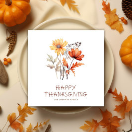 Wildblume Fall Eleganter Rustikaler Erntedank Serviette