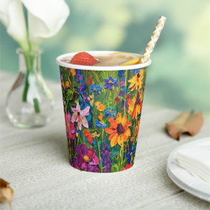 Wildblume farbenfrohe Malerei Pappbecher