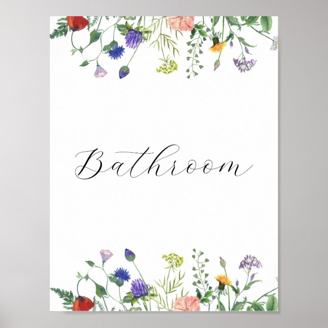 Wildblume Felder Badezimmer Zeichen Poster (Vorne)