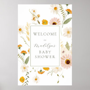 Wildblume Felder Boho Babydusche Begrüßungszeichen Poster