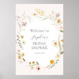 Wildblume Felder Boho Brautparty Begrüßungszeichen Poster