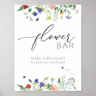 Wildblume Felder und Bienen Blume Bouquet Bar Poster