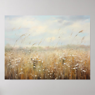 Wildblume Felderlandschaft Ölgemälde Poster